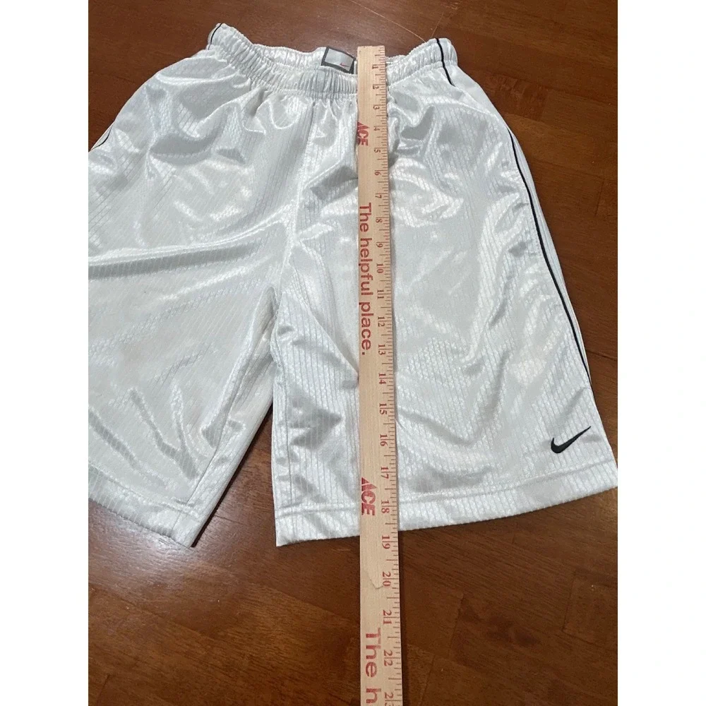Vintage Nike Basketball Shorts Boys Medium White Shiny Shimmer Silky